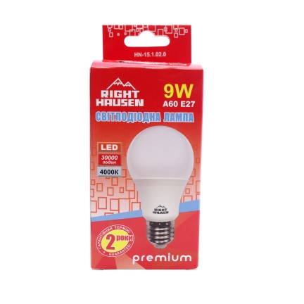 Лампа RIGHT HAUSEN LED Standard A60 9W E27 4000K HN-151020 