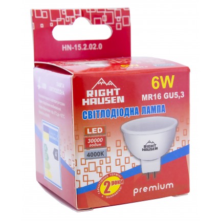 Лампа RIGHT HAUSEN LED Standard MR16 6W GU5.3 4000K HN-152020 