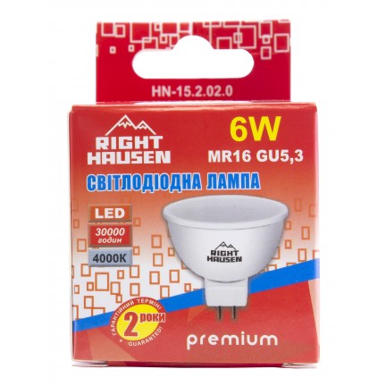 Лампа RIGHT HAUSEN LED Standard MR16 6W GU5.3 4000K HN-152020 