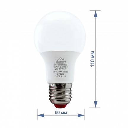 Лампа RIGHT HAUSEN LED Standard A60 9W E27 2700K HN-151021 