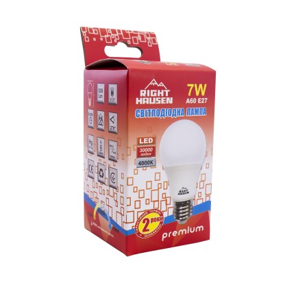 Лампа RIGHT HAUSEN LED Standard A60 7W E27 4000K HN-151030