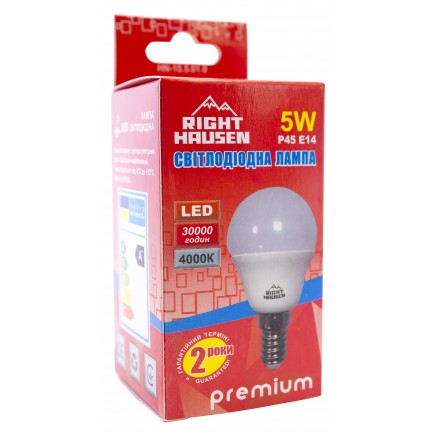 Лампа RIGHT HAUSEN LED Standard КУЛЯ 5W E14 4000K G45 HN-155010