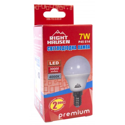 Лампа RIGHT HAUSEN LED Standard КУЛЯ 7W E14 4000K G45 HN-155030