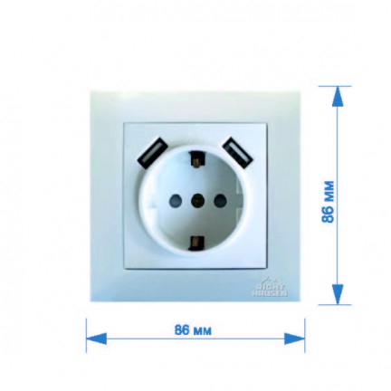 Розетка 1-а з USB і заземленням біла Velena Right Hausen