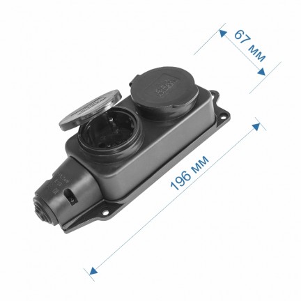 Колодка RIGHT HAUSEN Waterproof 2-а з/з чорна IP44 HN-084022N