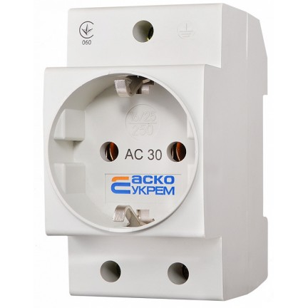 Розетка з заземленням АС 30 2Р+РЕ АСКО