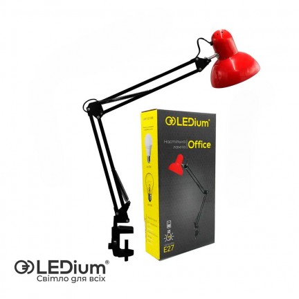 АКЦІЯ Настільна лампа OFFICE E27 ЧЕРВОНО-ЧОРНА LEDium