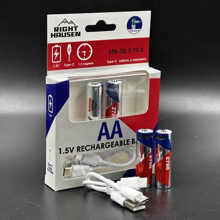 Акумулятор RIGHT HAUSEN AA 1,5V with Type-C 2700 mWh HN-303100 NEW
