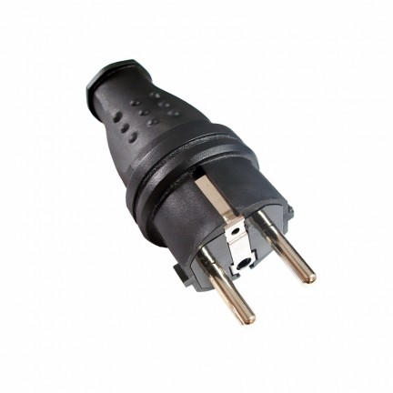 Вилка RIGHT HAUSEN Waterproof пряма з/з чорна IP44 HN-021062N 