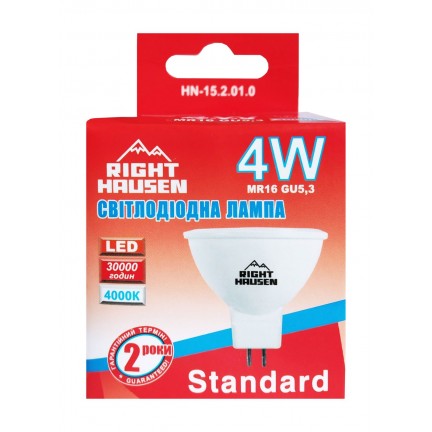 Лампа RIGHT HAUSEN LED Standard MR16 4W GU5.3 4000K HN-152010 