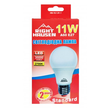 Лампа RIGHT HAUSEN LED Standard A60 11W E27 2700K HN-151011 