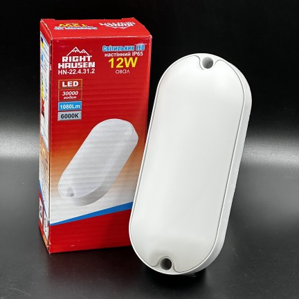 Світильник настінний RIGHT HAUSEN LED овал 12W 6000K IP65 білий матовий HN-224312 NEW
