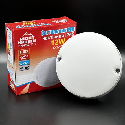 Світильник настінний RIGHT HAUSEN LED коло 12W 6000K IP65 білий матовий HN-223312 NEW