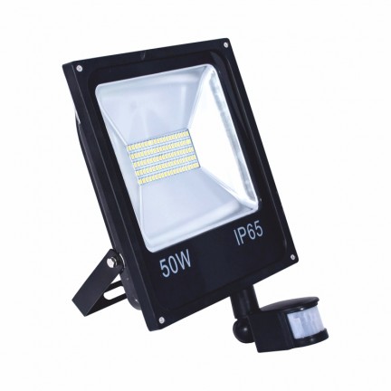 Прожектор RIGHT HAUSEN STANDARD LED 50W 6500K IP65 чорний з датчиком руху PR