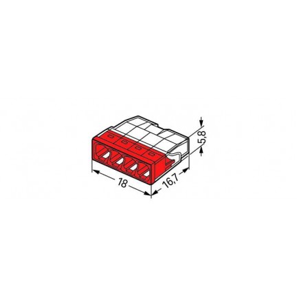 Клема WAGO COMPACT для розпод. коробок 4х2,5, прозора/червона, без пасти, 2273-204