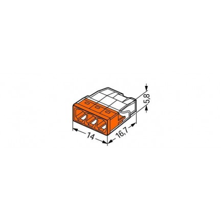 Клема WAGO COMPACT для розпод. коробок 3х2,5, прозора/оранжева, без пасти, 2273-203
